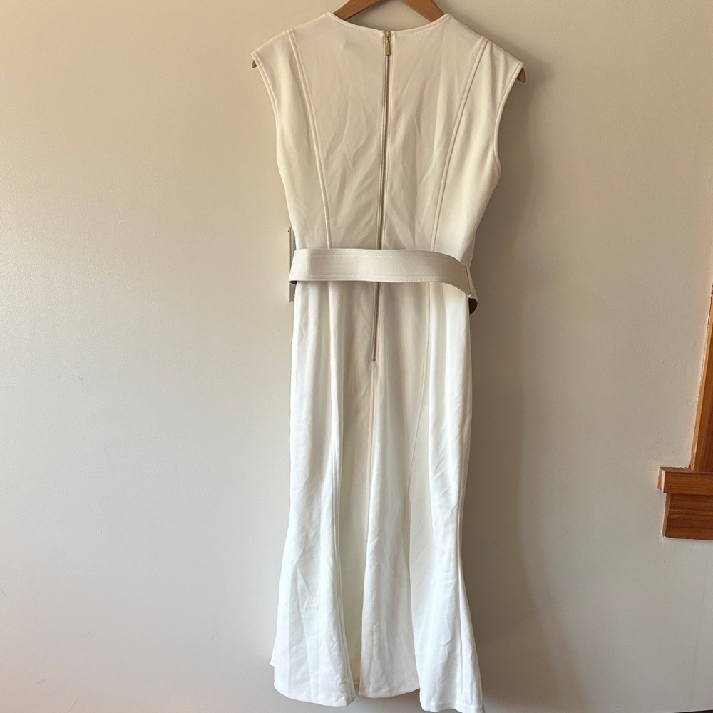 Calvin Klein white cap sleeve  Belted Midi Dress sz 4 NWT - Picture 5 of 7